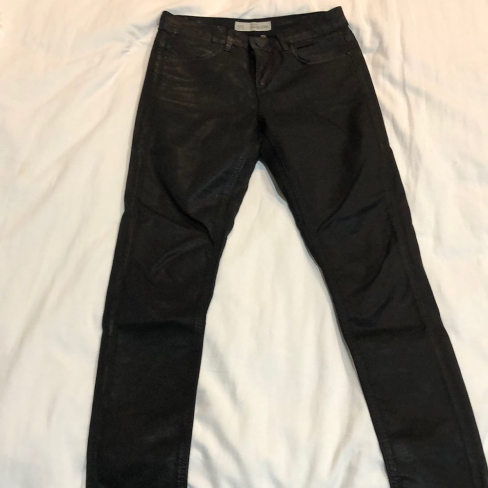 Topshop black coated jeans